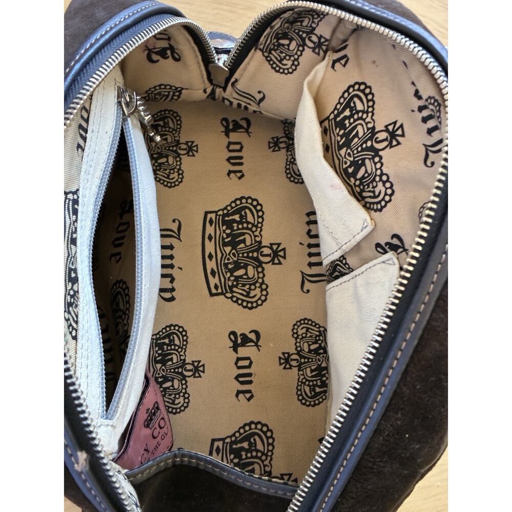 VTG Juicy Couture Bowler Bag Purse Velour Silver Royal Juicy Charm Retro Y2K - Picture 6 of 16